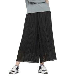 Uniqlo Chiffon Pleated Skirt Pants Black Culotte Career Modern Travel Cruise M